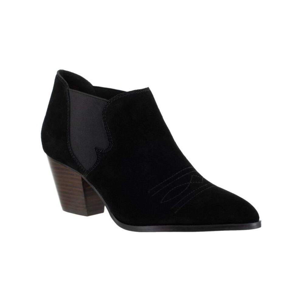 BELLA VITA Womens Black Double Stitch Emilia Slip On Leather Booties 5.5 M